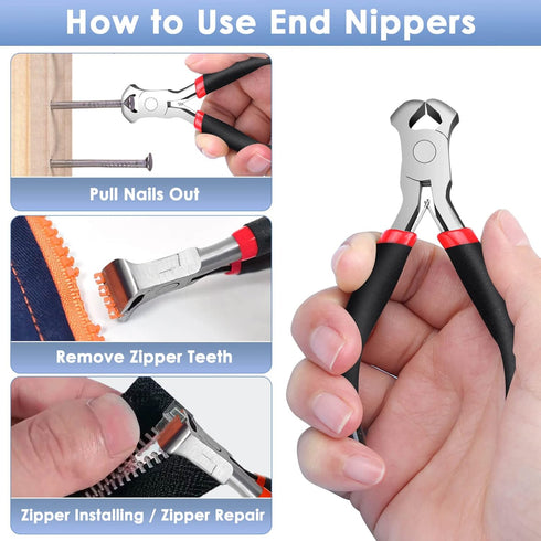 Jewelry Pliers, End Cutting Pliers End Nippers for Zipper Install Stops Repair...