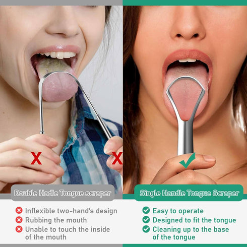 RONAVO Tongue Scraper for Adults (4 PC), Metal Tongue Scraper Rustproof (Travel Cases Included) Reduce Bad Breath, Tounge Scrappers Oral Care, Eas...