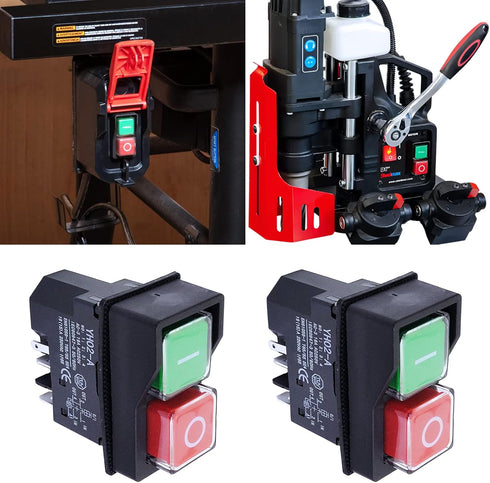 2X Electric On Off Switch IP55 Red and Green Button 250v for Belle Minimix Cement Mixer Electric Switch Replacement Set...