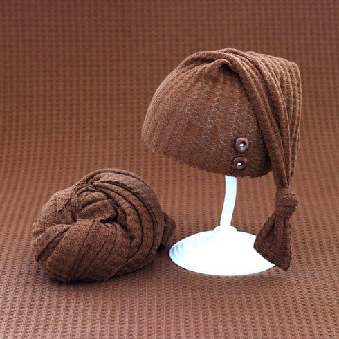Newborn Photography Wrap Boy Girl Baby Photo Wraps Outfits Stretch Crochet Blanket Props (Coffee)...