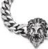 COOLSTEELANDBEYOND Heavy and Study Mens Biker Stainless Steel Lion Head Curb Chain Bracelet, Polished, Punk Rock...