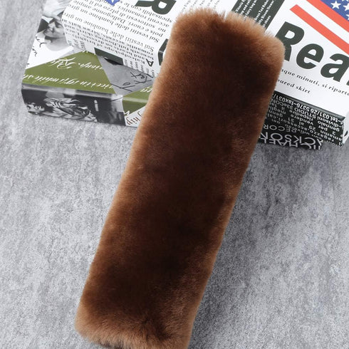 2 Pack Automotive Authentic Sheepskin Car Seat Belt Pads, Soft Shoulder Pad, Neck Cushion Protector, Genuine Natural Merino Wool (Saddle Brown)...