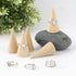 AUEAR, 10 Pack Wood Cone Ring Holder Finger Jewelry Display Stand DIY Craft Wooden (Natural, Vertical Shaped)...