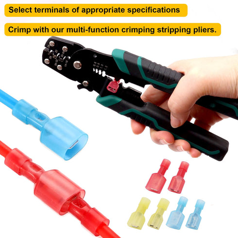 smseace 100Pcs Spade Connectors Kit 22-10AWG Male/Female wire Spade connectors Nylon Spade Quick Connect/Disconnect Connectors Electrical Spade Co...