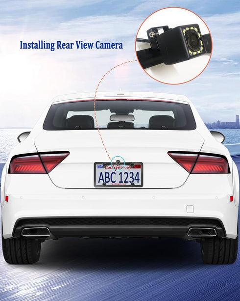 Aootf Universal Car Rear View Camera License Plate Bracket Kit, Black License Plate Frame and Backup Camera Holder, Dash Cam Mirror Camera Mount K...