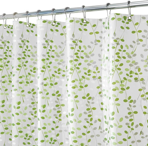 iDesign Vine Waterproof PEVA Bathroom Shower Curtain - 72" x 72", Green/White...