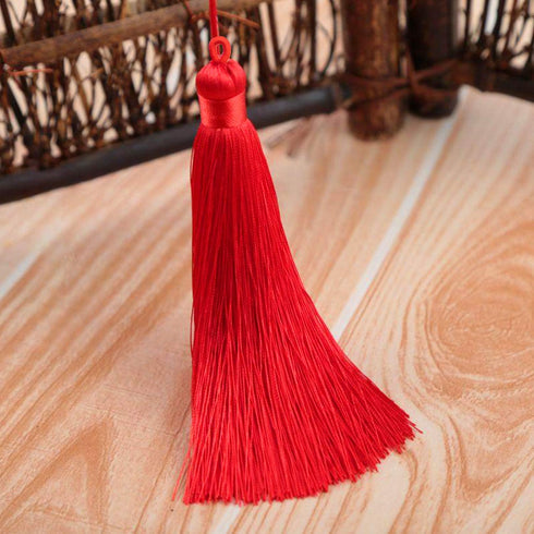 VAPKER 20pcs Red Tassel Mini Silk Tassels for Craft Jewelry Making Woman, Handmade Soft Ice Silky Tassels with Loops for DIY Projects, Bookmarks(8...
