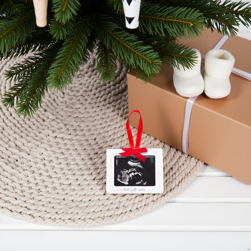 Pearhead Sonogram Picture Ornament with Burlap Ribbon and Wooden Frame | Ultrasound Photo Keepsake for Christmas Tree, Holiday Décor, and Pregnanc...