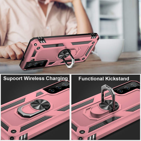 IKAZZ for Galaxy S21 Case,Military Grade Shockproof Heavy Duty Protective Phone Cover Pass 16ft Drop Test with Magnetic Kickstand Car Mount Holder...
