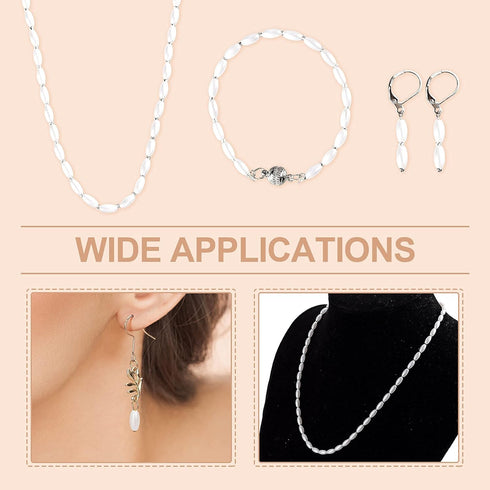 PAGOW 1000pcs Oat Rice Beads, 4 x 8mm White Pearl Beads for Jewelry Making (0.15 x 0.3 inch)...