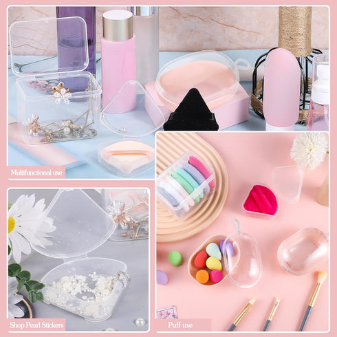 4 Pcs Makeup Sponge Holder Case, Beauty Blender Holder Cosmetic Egg Makeup Sponge Powder Puff Protective Container Storage Box for Travel (Transpa...