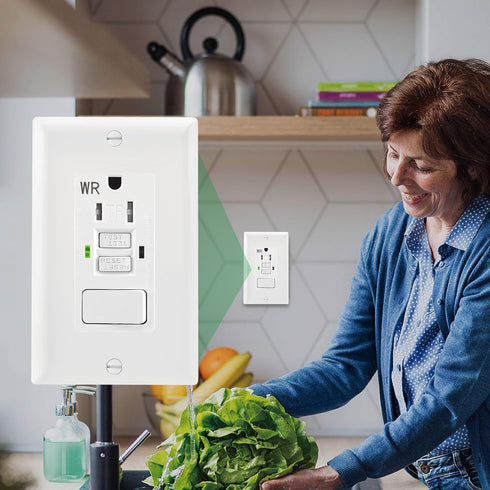GFCI Outlet,Tamper Resistant GFCI Receptacle with Combination Switch,ETL Listed,Back &Side Wire,White (TR&WR15Amp)...