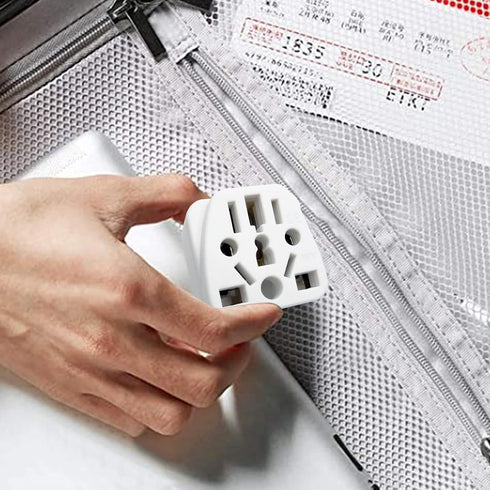 US Plug Adapter for USA, EU, UK, Australia, JP, Asia, Italy, Swiss - Convert Round to Flat Pin to USA Type B 3-Prong Male Plug Wall Outlet Power C...
