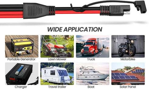 10AWG SAE DC Power Automotive Connector Cable Y Splitter 1 to 2 SAE Extension Cable, Fit for Suitable for Solar Battery Connection and Transfer -4...