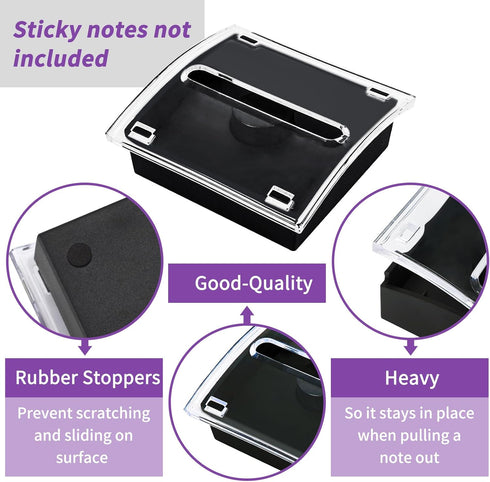 EOOUT Sticky Note Holder, 3x3 Inches, Sticky Note Dispenser, Black Pop-up Note Holder, Self-Stick Note Pad for Office Home Classroom Desk Supplies...