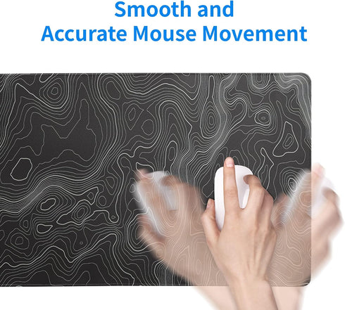 Topographic Contour Extended Big Mouse Pad Large,Gaming Mouse Pad Desk Pad,27.6x11.8 Inch Long Computer Keyboard Mouse Mat Mousepad with 3mm Non-S...