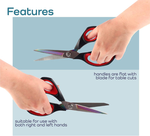 Forged Titanium Fabric Shears Double Pack - 8.5" & 9.5" White w/Red - 1 Set...