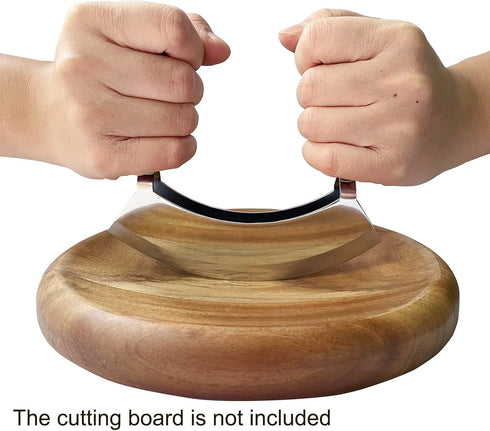 4.9 Inch Mezzaluna Knife - Sharp Double Blade Chopping Knife Pizza Cutter Rocker Knife Mezzaluna Salad Chopper Mincing Knife Stainless Steel Fruit...