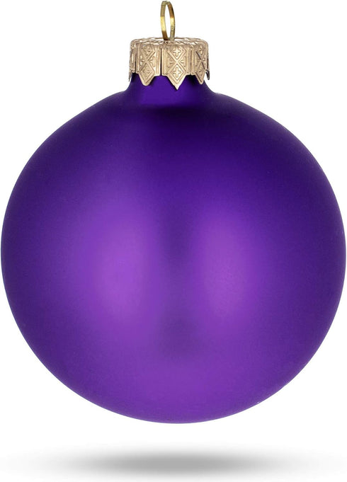 Set of 4 Matte Purple Glass Ball Christmas Ornaments 4 Inches...