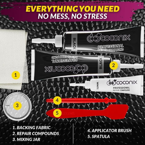 COCONIX Leather Care PRO Professional Black Leather & Vinyl Repair Kit...