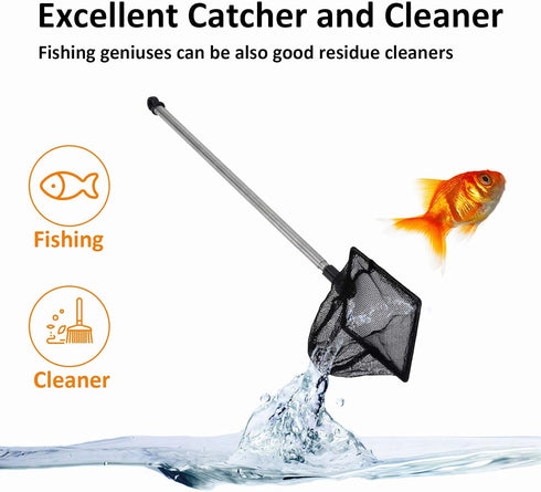 Aquarium Fish Net, 6 Inch Fine Mesh Fish Tank with Extendable 9-24 inch Long Handle...