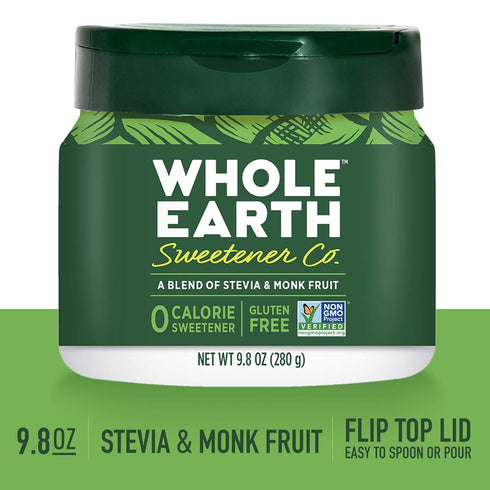 WHOLE EARTH Stevia & Monk Fruit Plant-Based Sweetener, 9.8 Ounce Jar...