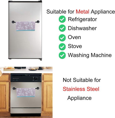 16 Inches Magnetic Towel Bar for Refrigerator, Magnetic Towel Holder Towel Hook Hanger for Fridge, Kitchen Stove, Oven, Dishwasher, Sink Laundry W...