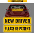 TOTOMO New Driver Sticker for Car – Large 12x3 Adhesive Reflective Vehicle Safety Sign Window Cling for Student Rookie Learner Drivers Removable B...