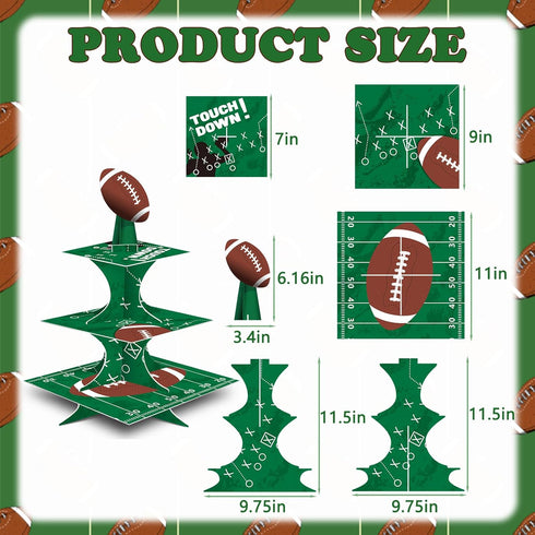 FRIDAY NIGHT Super Football Bowl Party Cardboard Cupcake Stands Mini Cake Dessert Stand Reusable Kid Birthday Baby Shower Sport Theme Supplies...