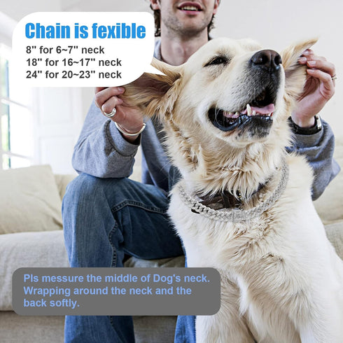 Dog Chain Silver Cuban Collars,Walking Silver Dog Metal Chain Choke Collar with Design Secure Buckle,Pet Cuban Crystal Collar Necklace Accessories...