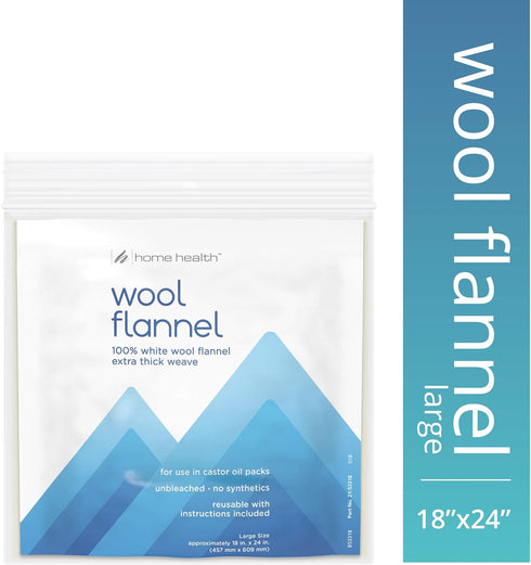 Home Health Wool Flannel - 100% White Wool, Extra Thick Weave, Unbleached, No Synthetics, For Castor Oil Packs, Reusable - Cruelty-Free, Eco-Frien...