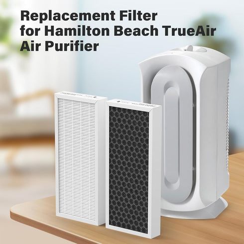 ?Upgraded? 04383 True HEPA Replacement Filter Compatible with Hamilton Beach TrueAir 04383 04384 04385 04386 Air Purifier, Replace Part # 99005100...