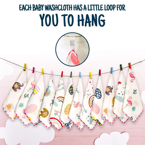 Omilion Muslin Baby Washcloths Set(12-Pack), Natural Cotton Infant Bath Towel, Soft Toddler Face Towel Gift Registry Newborn Baby Shower, 9x9 Inch...