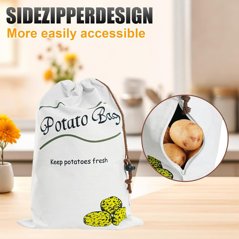 Potato & Onion Sprout-Free Vegetable Storage Bags - White...