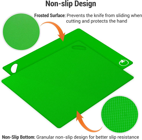 Cutting Board Mats Set, Extra Thick Flexible Plastic Kitchen Chopping Board, Colored Mats with Food Icons & Easy-Grip Handles, Dishwasher Safe, Se...