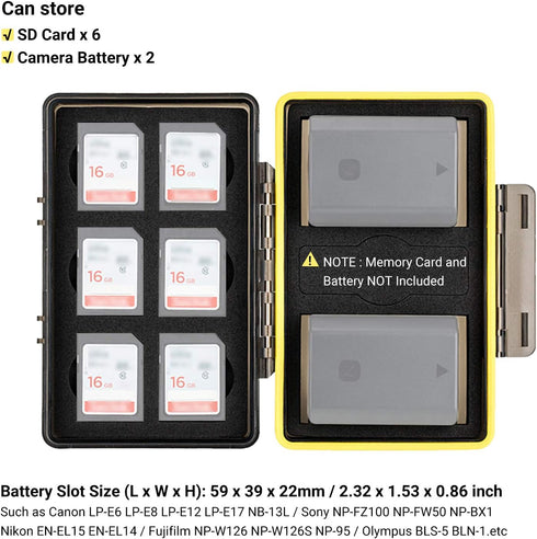 Camera Battery and SD Card Case,Water-Resistant & Shockproof,Camera Battery Holder Storage for Canon LP-E6 Nikon EN-EL15 Sony NP-FZ100 Fujifilm NP...
