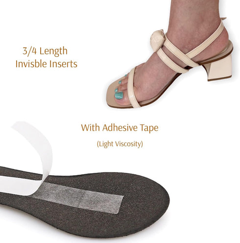 CB 4-Pairs of Cloth Surface Sponge Inserts Invisible Slim Insoles Liners, Ball of Foot Pain Relief Cushion, Arch Pain Barefoot Support, 3/4 Length...