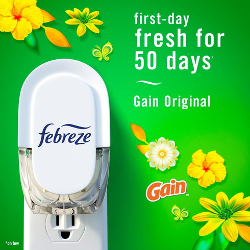 Febreze Odor-Fighting Fade Defy PLUG Air Freshener, Gain Moonlight Breeze, Gain Original, 0.87 fl. oz. Oil Refills, 4 Refills (2 of Each)...