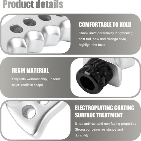 1 PC Car Manual Gear Shift Knob, Knife Handle Decoration Comfortable Grip Modified Gear Shifter with Adapter, Resin + Metal Gear Lever Wave Stick ...