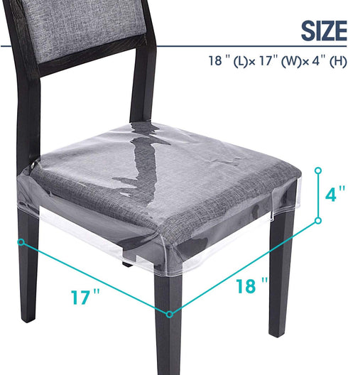 Zipcase 6 Pack Stain, Water and Kitty Scratch Resistant Clear Dining Chair Covers/Slipcovers Chair Protector Waterproof PVC Material, 17”D x 18”W ...