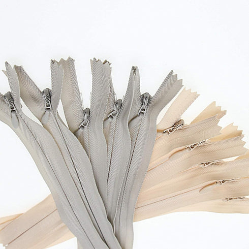 24 Inch 10PCS Invisible Nylon Coil Zipper,Clothing Zipper,Hidden Zippers DIY Sewing Tools for Tailor Sewing Crafts(5 pcs Grey and 5 pcs Beige 61cm...