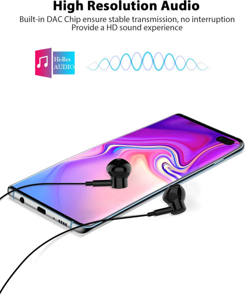 USB C Headphones for iPhone 15 Plus/Pro Max,Samsung S22 S23 S24 Ultra S21 FE A53 Note 10 Plus,Magnetic Stereo Type C Earphones Semi in-Ear Wired E...