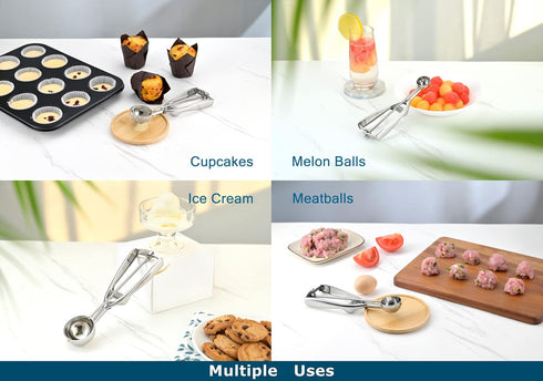 18/8 Stainless Steel Small Ice Cream Scoop Disher Melon Baller 0.6 Tablespoon...