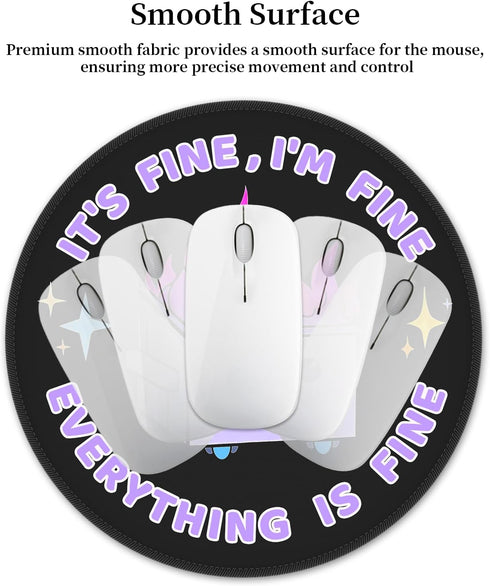 Funny Mouse Pad for Desk, Cute Office Decor for Women, Dumpster on Fire Small Mousepad with Non-Slip Rubber Base, This is Fine Round Computer Mous...