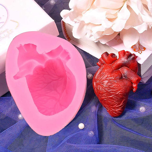 2PCS Halloween Heart and Brain Silicone Molds DIY Simulation Human Organ Fondant Mould Cake Candy Biscuit Polymer Clay Ice Mold Kitchen Baking Too...