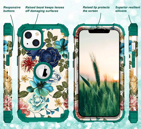 Hocase for iPhone 14 Case/iPhone 13 Case, Heavy Duty Shockproof Protection Soft Silicone Rubber+Hard Plastic Bumpers Hybrid Protective Case for iP...