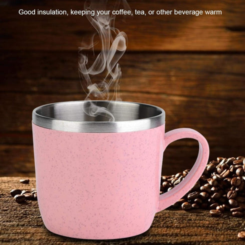 220ml Pink Coffee Cup, Stainless Steel Insulated Pot Coffee Mug with Handle for Water Coffee Juice Milk, Home, School, Outdoor(Pink)...