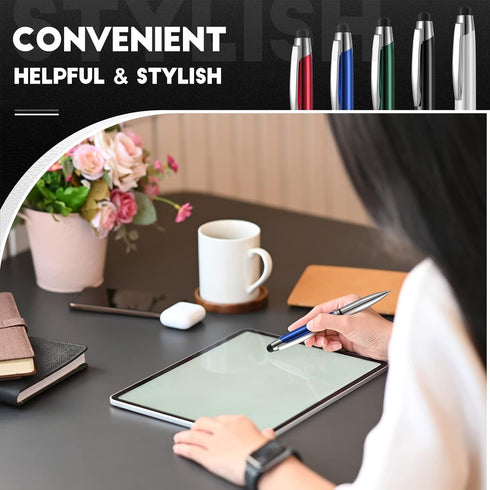 5 Pieces Stylus Pen for Touchscreen Devices Multi-Function Capacitive Pen with LED Flashlight Writing Pens with Ballpoint 3 in 1 Metallic Pens Inv...
