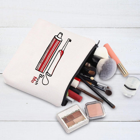 G2TUP Novelty Travel Toothbrush Holder Brush Me Canvas Travel Dopp Kit Toothpaste Organizer Toiletries Bag (Brush Me)...