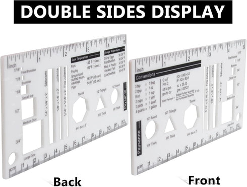 2Pcs Culinary Ruler Acrylic Mini Cutting Reference Template Cooking Measurement for Food Essential Kitchen Tool with Weight Temperature Baking Con...